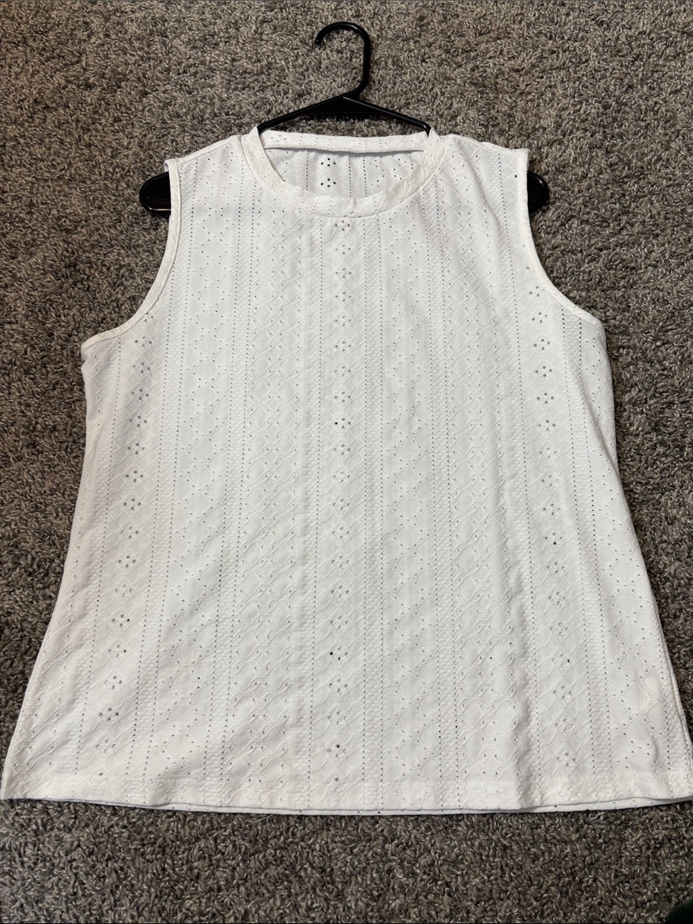 Cupshe White Eyelet Sleeveless Knit Tank